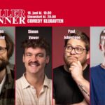 18.06.2025 – 18. juni Stand up comedy m/ Carsten Eskelund, Simon Væver, Paul Johnstone og Niclas Vingaard